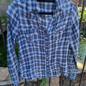 Blue Plaid Button Down Shirt